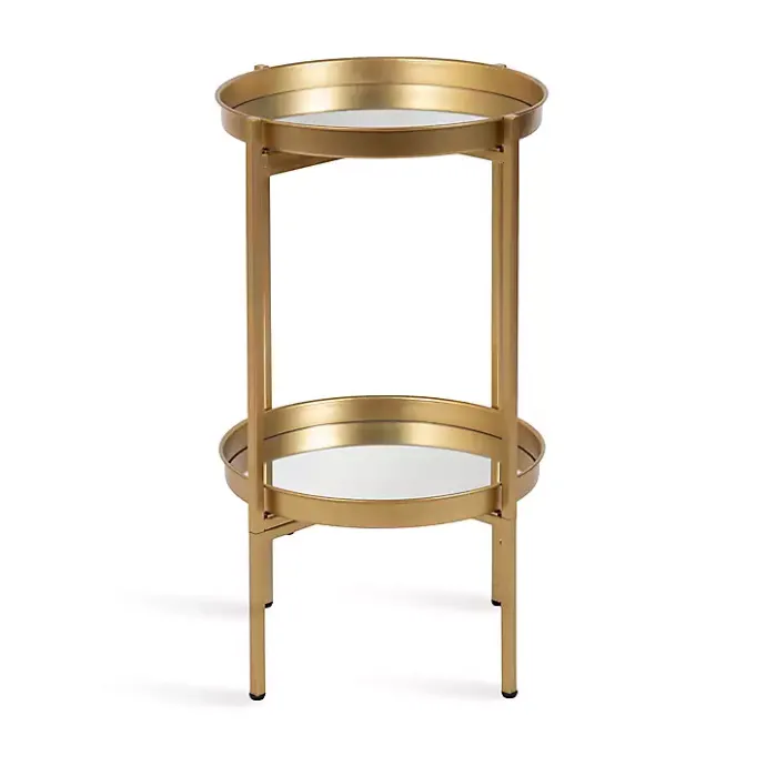 Best Kirklands Home Round Mirrored Foldable Accent Table Gold