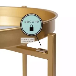 Best Kirklands Home Round Mirrored Foldable Accent Table Gold