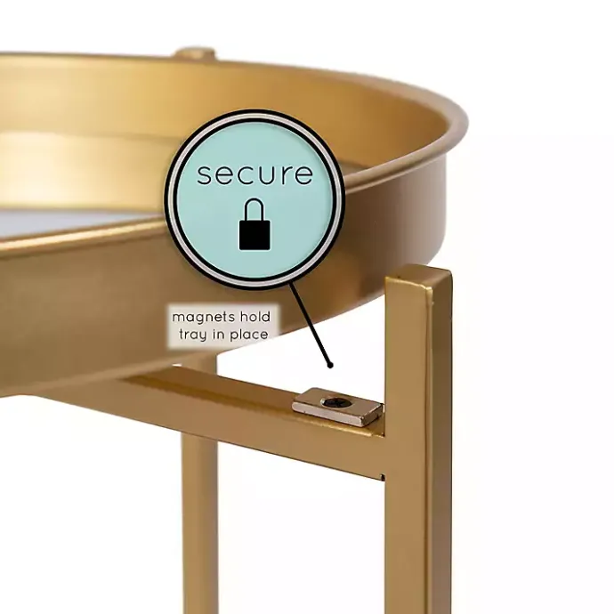 Best Kirklands Home Round Mirrored Foldable Accent Table Gold