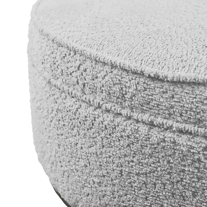 Outlet Kirklands Home Round Upholstered Ottoman Gray