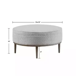 Outlet Kirklands Home Round Upholstered Ottoman Gray