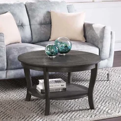 Sale Kirklands Home Round wash Curved Legs Coffee Table Gray