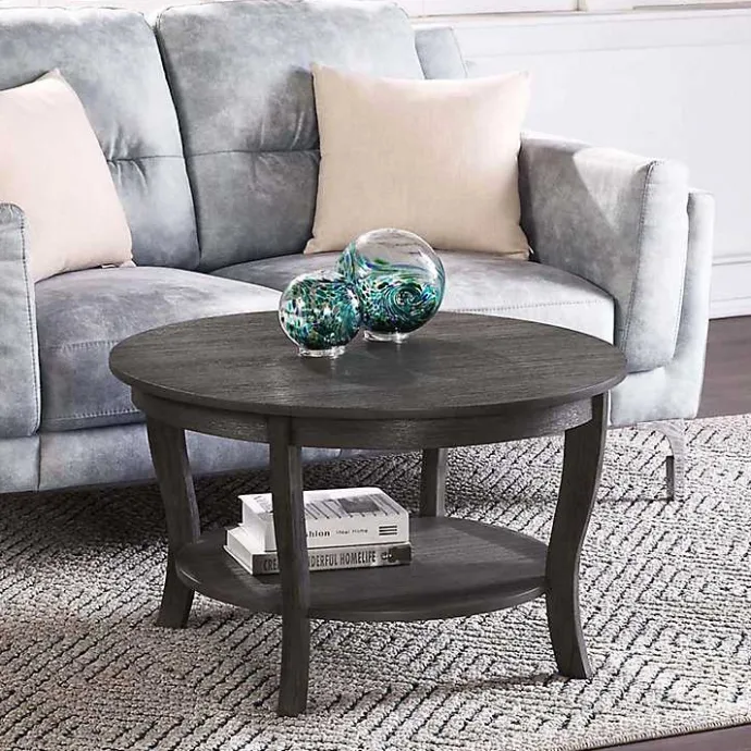 Sale Kirklands Home Round wash Curved Legs Coffee Table Gray