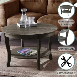 Sale Kirklands Home Round wash Curved Legs Coffee Table Gray