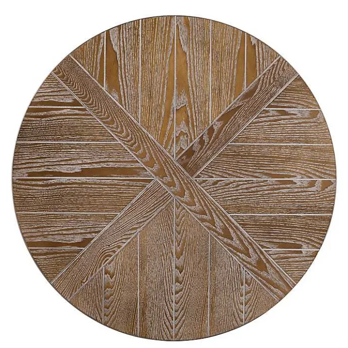 New Kirklands Home Round Kona Rolling Coffee Table Brown