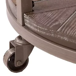 New Kirklands Home Round Kona Rolling Coffee Table Brown