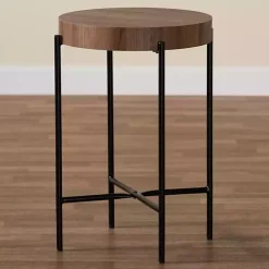Best Kirklands Home Round Light Wood X Base Accent Table Brown