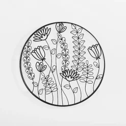 Kirklands Home Round Metal Floral Cutout Wall Plaque Black