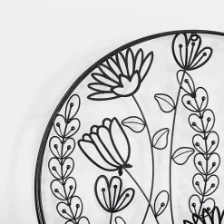 Kirklands Home Round Metal Floral Cutout Wall Plaque Black