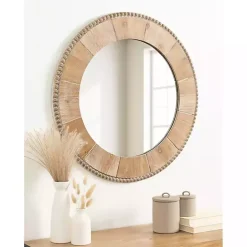 Best Kirklands Home Round Natural Calona Wood Wall Mirror