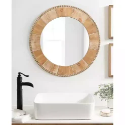 Best Kirklands Home Round Natural Calona Wood Wall Mirror