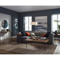 Outlet Kirklands Home Round Natural Live Edge Hairpin Legs Accent Table