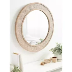 Outlet Kirklands Home Round Natural Rattan Wall Mirror