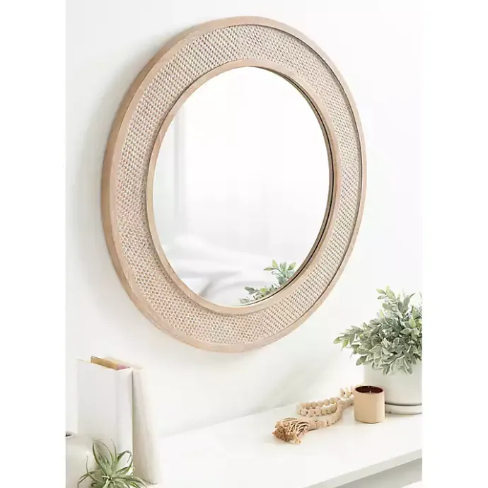 Outlet Kirklands Home Round Natural Rattan Wall Mirror