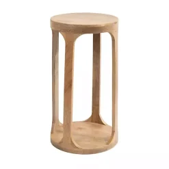Hot Kirklands Home Round Natural Wood Dani Accent Table Tan