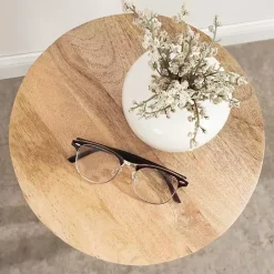 Hot Kirklands Home Round Natural Wood Dani Accent Table Tan