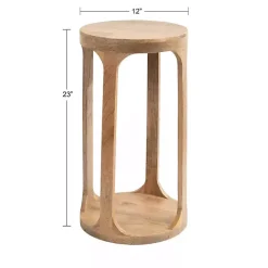 Hot Kirklands Home Round Natural Wood Dani Accent Table Tan