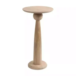 Sale Kirklands Home Round Natural Wood Jess Accent Table Tan