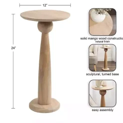 Sale Kirklands Home Round Natural Wood Jess Accent Table Tan