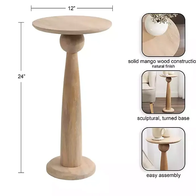 Sale Kirklands Home Round Natural Wood Jess Accent Table Tan