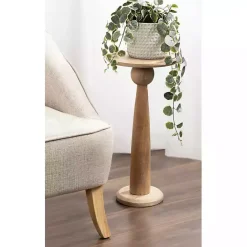 Sale Kirklands Home Round Natural Wood Jess Accent Table Tan