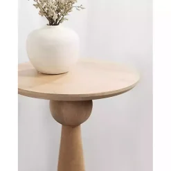 Sale Kirklands Home Round Natural Wood Jess Accent Table Tan