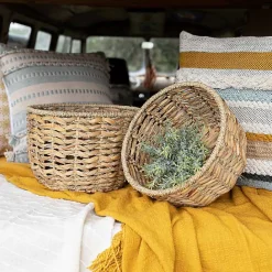 Clearance Kirklands Home Round Natural Woven Hyacinth Baskets, Set of 2 Tan