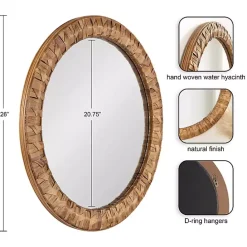 Sale Kirklands Home Round Natural Woven Water Hyacinth Wall Mirror