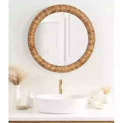 Sale Kirklands Home Round Natural Woven Water Hyacinth Wall Mirror
