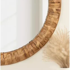 Sale Kirklands Home Round Natural Woven Water Hyacinth Wall Mirror