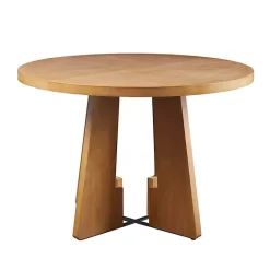 Outlet Kirklands Home Round Pecan Wood Kenny Dining Table Brown