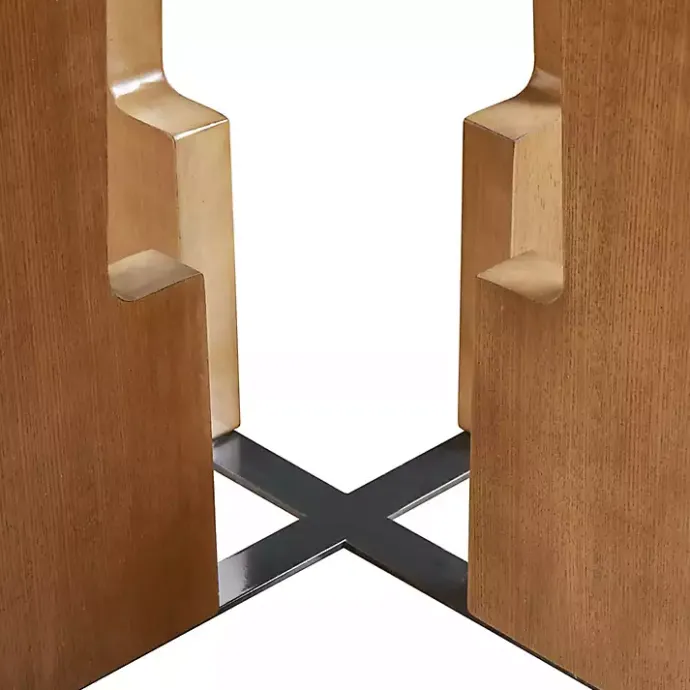 Outlet Kirklands Home Round Pecan Wood Kenny Dining Table Brown