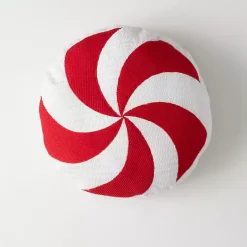 Kirklands Home Round Peppermint Candy Christmas Pillow