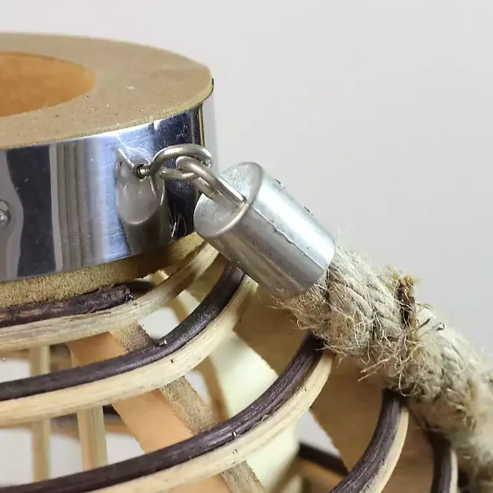 Kirklands Home Round Rattan Hurricane Lantern with Jute Rope