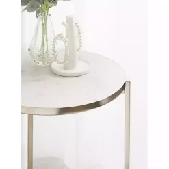 Best Kirklands Home Round Aguilar Accent Table Silver