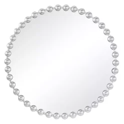 Online Kirklands Home Round Silver Beaded Wall Mirror