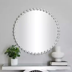 Online Kirklands Home Round Silver Beaded Wall Mirror