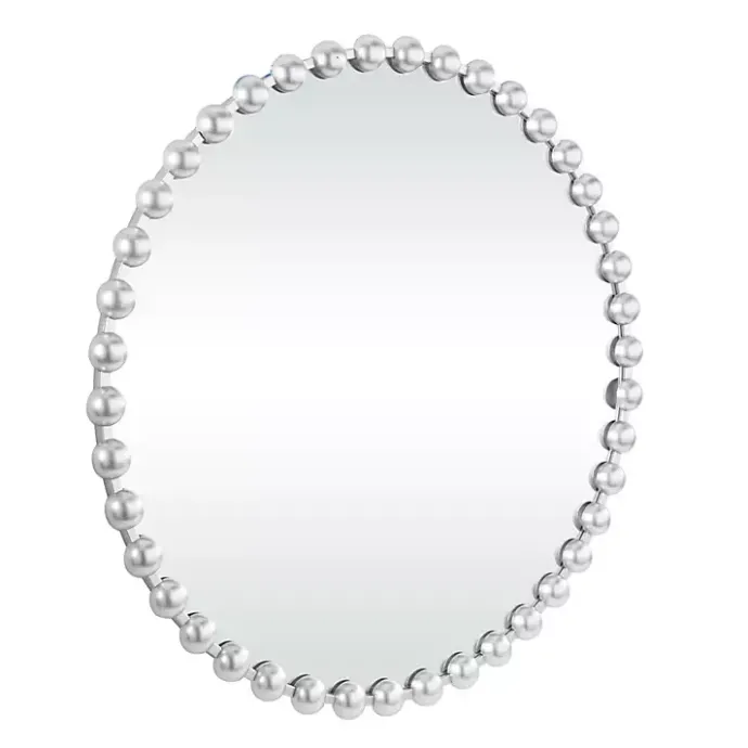 Online Kirklands Home Round Silver Beaded Wall Mirror
