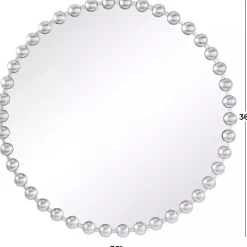 Online Kirklands Home Round Silver Beaded Wall Mirror