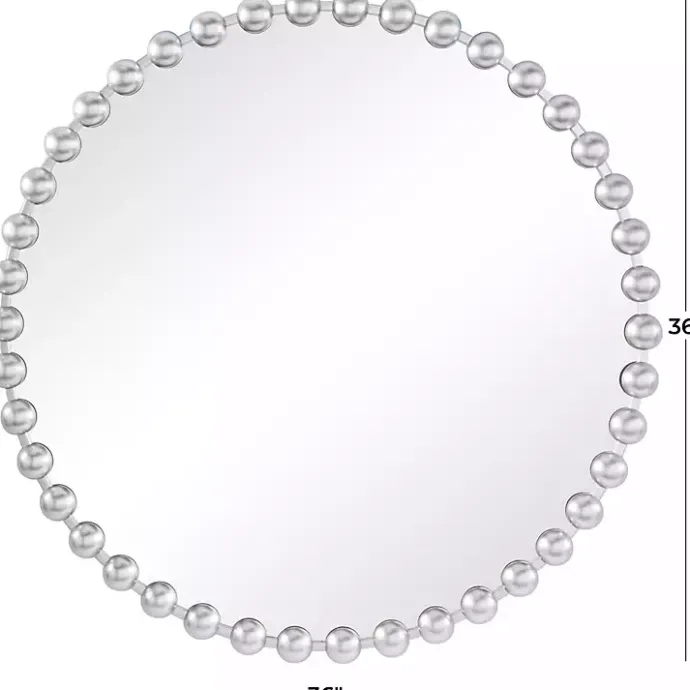 Online Kirklands Home Round Silver Beaded Wall Mirror