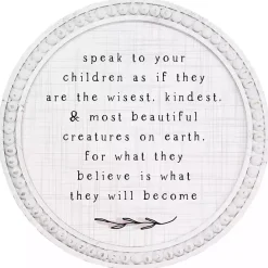 Outlet Kirklands Home Round Speak to Children Wall Plaque White
