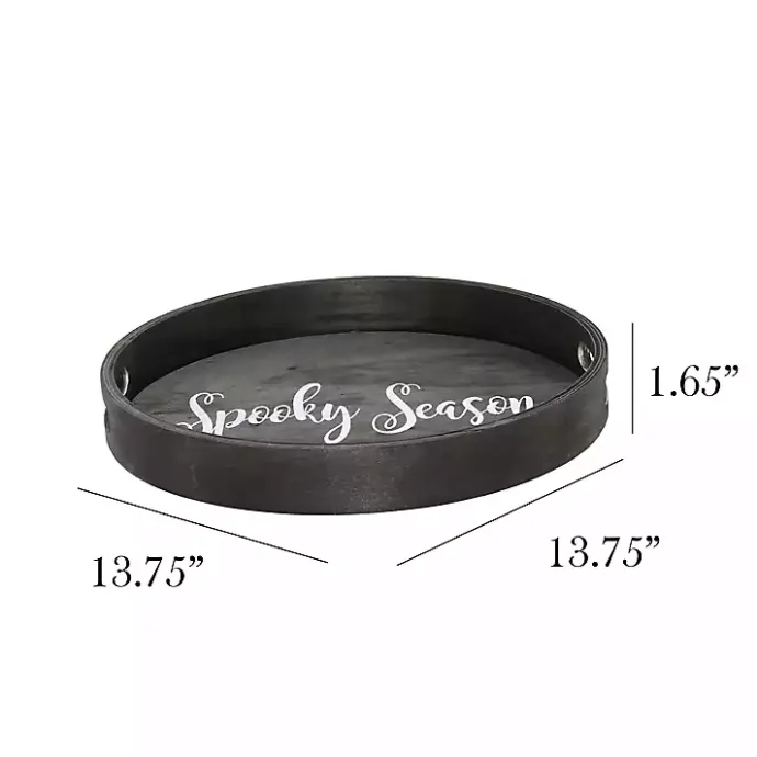 Online Kirklands Home Round Spooky Season Wood Tray Black