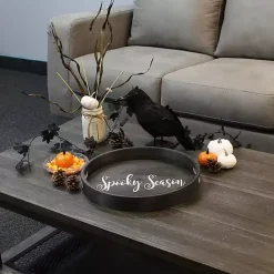 Online Kirklands Home Round Spooky Season Wood Tray Black