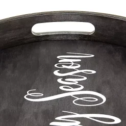 Online Kirklands Home Round Spooky Season Wood Tray Black