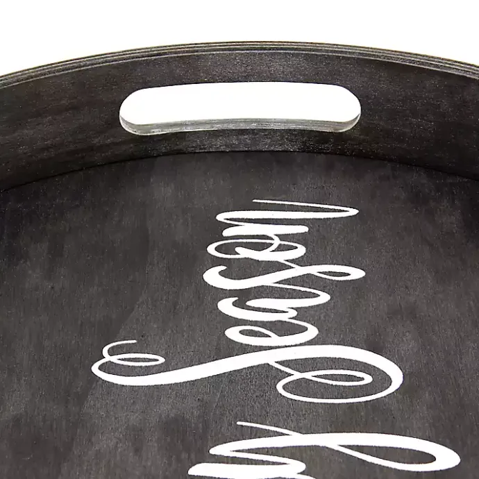 Online Kirklands Home Round Spooky Season Wood Tray Black