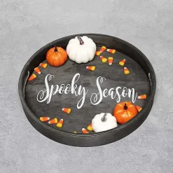 Online Kirklands Home Round Spooky Season Wood Tray Black