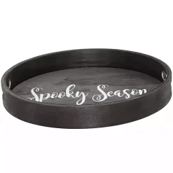 Online Kirklands Home Round Spooky Season Wood Tray Black