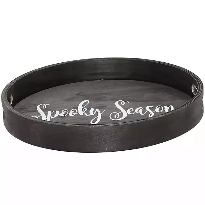 Online Kirklands Home Round Spooky Season Wood Tray Black