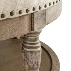 Outlet Kirklands Home Round Cepheus Tufted Ottoman Tan