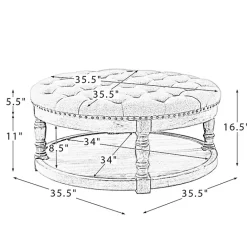 Outlet Kirklands Home Round Cepheus Tufted Ottoman Tan